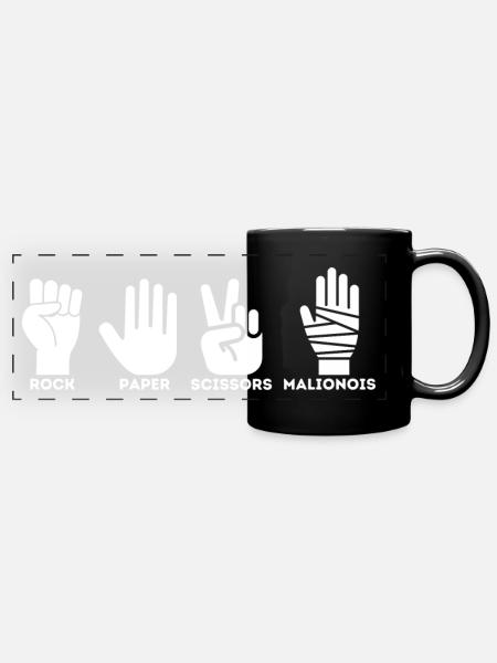 Ciseaux Pierre-Papier Malinois - Mug panoramique uni - noir