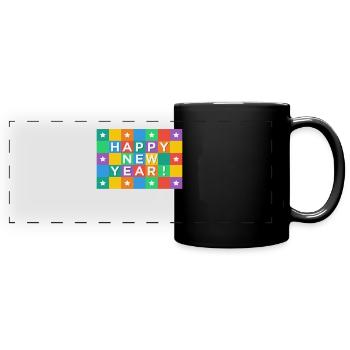 Silvester, neues Jahr, Jahreswechsel, Geschenk - Panorama-Tasse farbig - Schwarz - Vorne