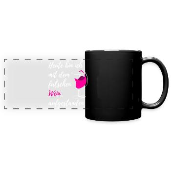 Wein - Panorama-Tasse farbig - Schwarz - Vorne