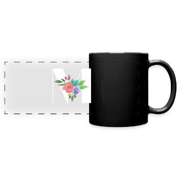 Letter M personalized gift alphabet first name Christmas - Full Colour Panoramic Mug - black - Front