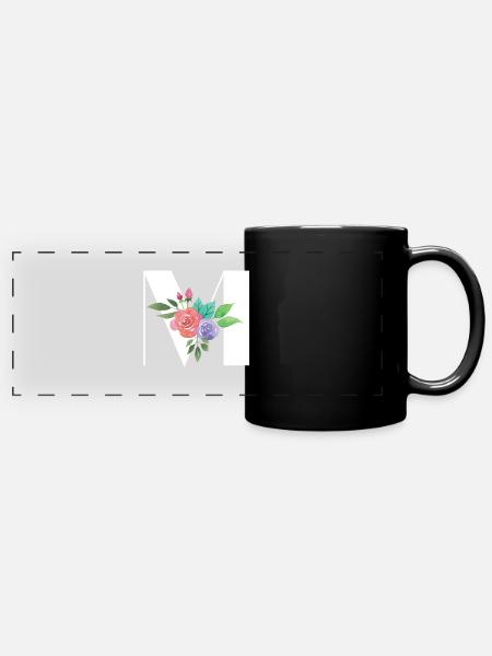 Buchstabe M personalisiertes Geschenk Alphabet Vorname Weihnachten - Panorama-Tasse farbig - Schwarz