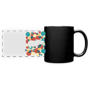Nilpferd Flußpferd - Panorama-Tasse farbig - Schwarz - Vorne