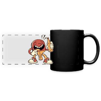 Table tennis bat with beer bottle beer plays - Full Colour Panoramic Mug - black - Front