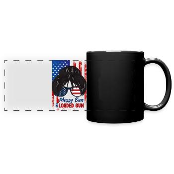 Chignon désordonné et patriotique chargé - Mug panoramique uni - noir - Devant