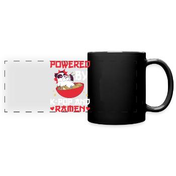 Powered by K-Pop and Ramen Korean Music - Full Colour Panoramic Mug - black - Front