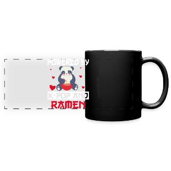 Powered by K-Pop and Ramen Korean Music - Full Colour Panoramic Mug - black - Front