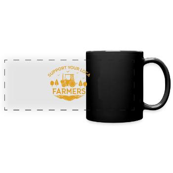 Supporting Local Farmers Farming Tractor - Full Colour Panoramic Mug - black - Front