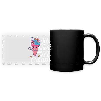 La vie est courte - Mangez plus d’amateurs de glaces à la crème glacée - Mug panoramique uni - noir - Devant