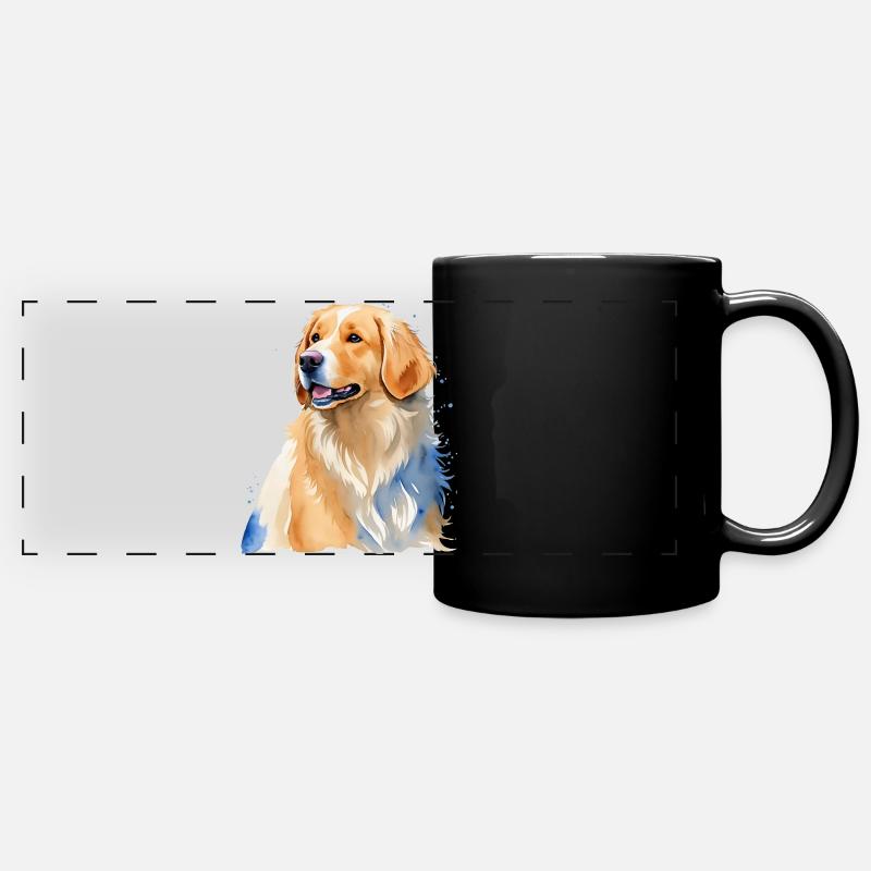 Golden Retriever - Full Colour Panoramic Mug - black