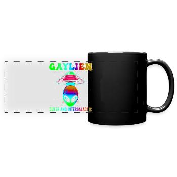 Gender Lesben, Schwule, Trans, Queer Regenbogen - Panorama-Tasse farbig - Schwarz - Vorne