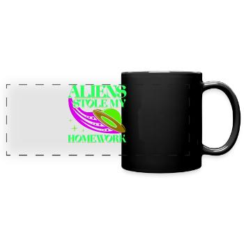 Alien, UFO, UAP, Space, Weltraum Flugobjekt - Panorama-Tasse farbig - Schwarz - Vorne
