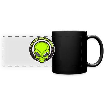 Alien, UFO, UAP, Space, Weltraum Flugobjekt - Panorama-Tasse farbig - Schwarz - Vorne