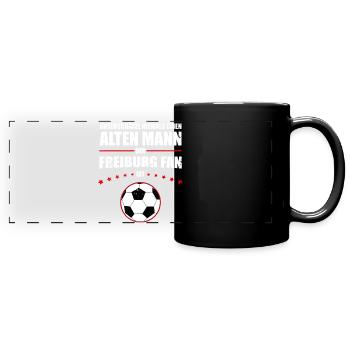 Alter Mann - Freiburg Fan | Retro Vintage Design - Panorama-Tasse farbig - Schwarz - Vorne