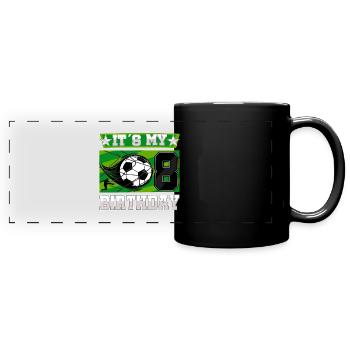 8e anniversaire Garçon Soccer 8 ans Cadeaux - Mug panoramique uni - noir - Devant