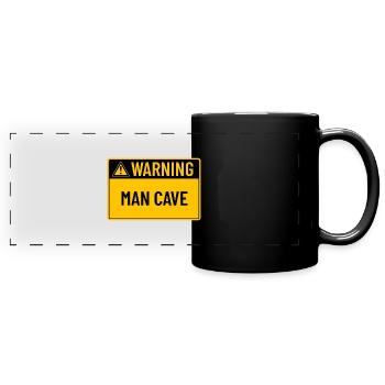 Avertissement : Man Cave - Mug panoramique uni - noir - Devant