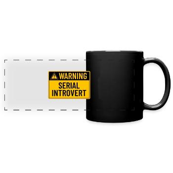Avertissement : Introverti en série - Mug panoramique uni - noir - Devant