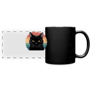 Schwarze Katze - Panorama-Tasse farbig - Schwarz - Vorne