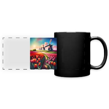 Magnifique paysage de tulipes aux Pays-Bas - Mug panoramique uni - noir - Devant