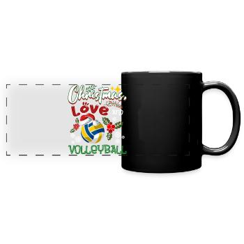 Joueur de volley-ball équipe club Noël, amour - Mug panoramique uni - noir - Devant