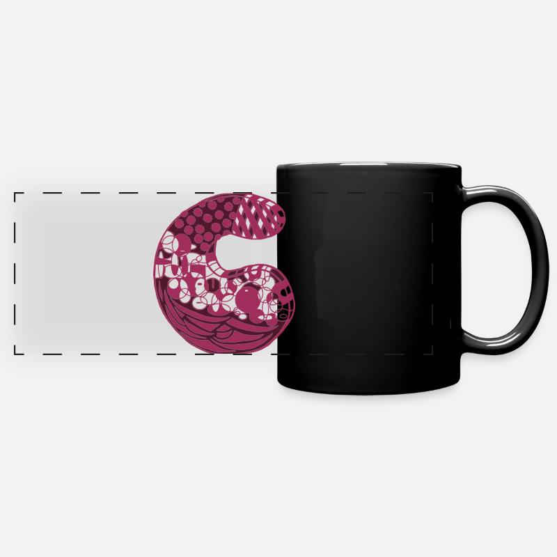 Letter C with character in red - Full Colour Panoramic Mug - black
