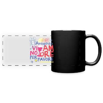Hummer Wein und Liebe Geschenk Italienisch Sommer Lustig - Panorama-Tasse farbig - Schwarz - Vorne