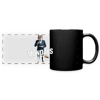 Les lundis mordent le loup en costume - Mug panoramique uni - noir - Devant