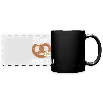 Zack aufbrezelt – Lustiger Tracht Spruch - Mug panoramique uni - noir - Devant