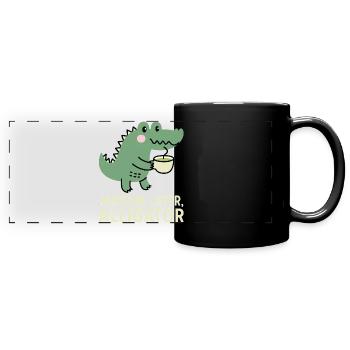 Matcha Later Alligator Lustiges Wortspiel - Panorama-Tasse farbig - Schwarz - Vorne