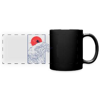 Snowboard, japonais vintage - Mug panoramique uni - noir - Devant