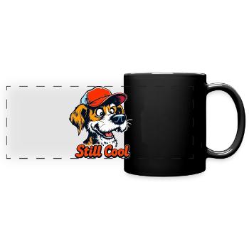 Chien de dessin animé toujours cool - Mug panoramique uni - noir - Devant
