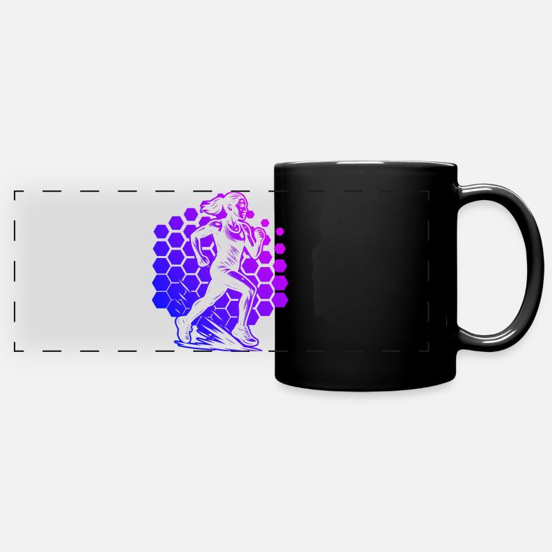 Modern Running Artwork - Full Colour Panoramic Mug - black