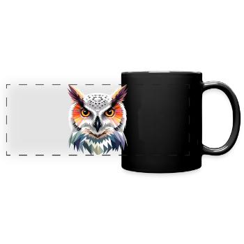 Snowy Owl White Owl Owl Owl Owl Snow Owl - Full Colour Panoramic Mug - black - Front