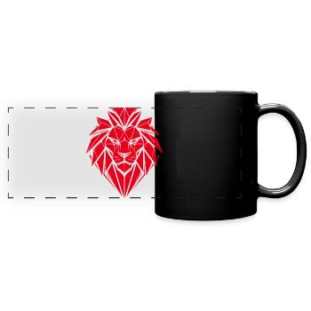 Geometrischer roter Löwen - Panorama-Tasse farbig - Schwarz - Vorne