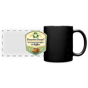 Kaffee als Erneuerbare Energie - Panorama-Tasse farbig - Schwarz - Vorne