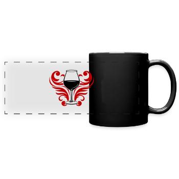 Verre de symbole de vin - Mug panoramique uni - noir - Devant