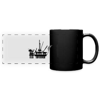Ölplattform / offshore oil rig (2c) - Panorama-Tasse farbig - Schwarz - Vorne