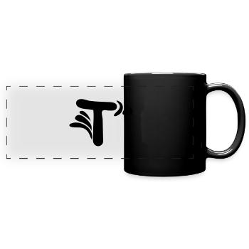 Lettre T & Motif - Mug panoramique uni - noir - Devant
