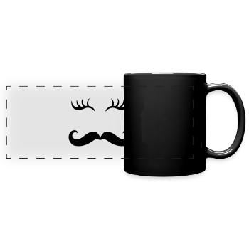 Moustache & Wimpern - Panorama-Tasse farbig - Schwarz - Vorne