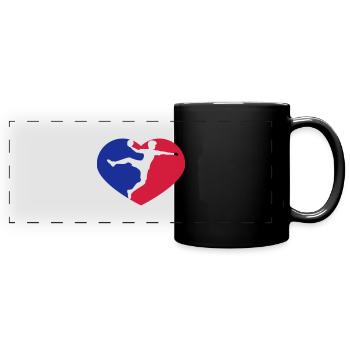 rot blau liebe herz silhouette umriss handball bal - Panorama-Tasse farbig - Schwarz - Vorne