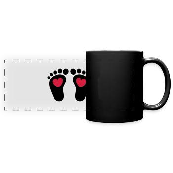 ❤ټCute Baby Footprints-Vector Footprintsټ❤ - Full Colour Panoramic Mug - black - Front