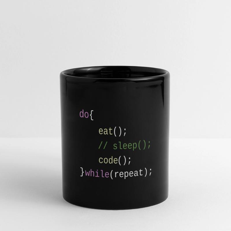 Eat Sleep Code Repeat - Code Design Panorama-Tasse farbig