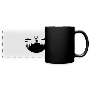 Hirsche - Panorama-Tasse farbig - Schwarz - Vorne