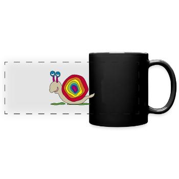 colorful snail stalk eyes children's drawing graffiti - Full Colour Panoramic Mug - black - Front