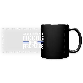 quote tree sayings logging - Panorama-Tasse farbig - Schwarz - Vorne