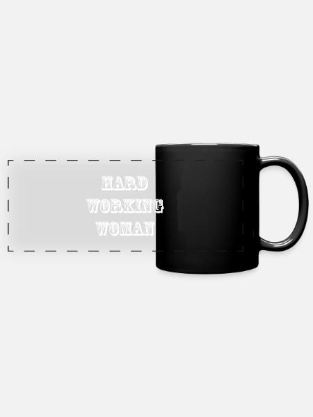 Hard working woman - Full Colour Panoramic Mug - black