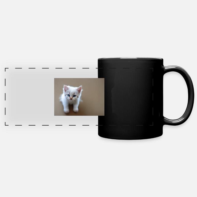 Chaton mignon yeux bleus - Mug panoramique uni - noir