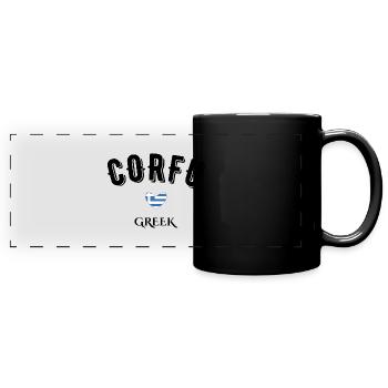 Griechisches Korfu - Panorama-Tasse farbig - Schwarz - Vorne
