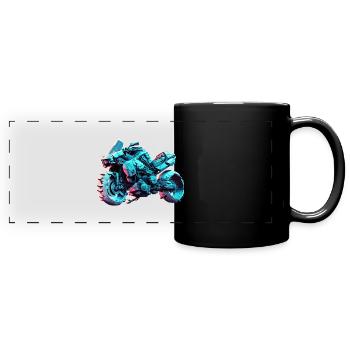 This is what a biker motorcycle of the future looks like - Full Colour Panoramic Mug - black - Front