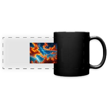Blauer roter Himmel mit einer kreaturgenerierten KI - Panorama-Tasse farbig - Schwarz - Vorne