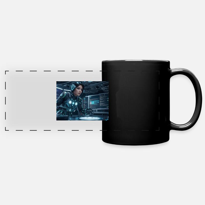Synthese der Technologie-Zukunft - Panorama-Tasse farbig - Schwarz